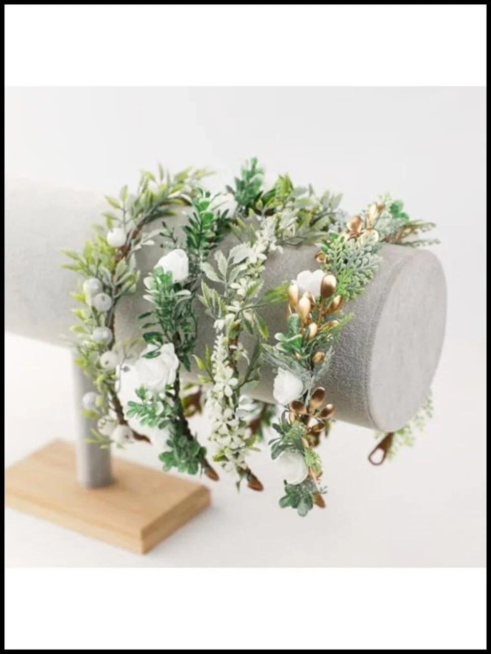 Boho Flower Crown Headband Handmade Green Leaf Floral Bridal Headpiece